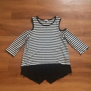 Jude Cold Shoulder Striped Top. Size Small